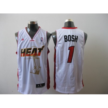 Heat 2011 Championship #1 Chris Bosh White Stitched NBA Jersey