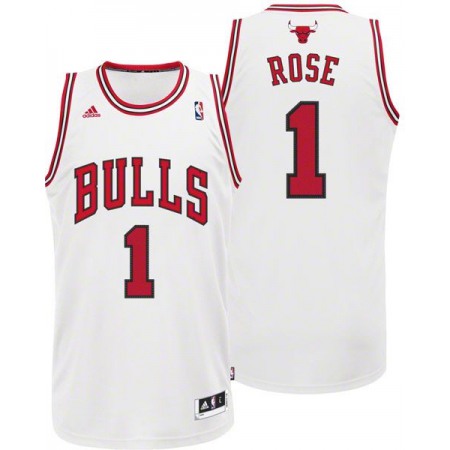 Men's Chicago Bulls #1 Derrick Rose White Stitched Basketball Jersey