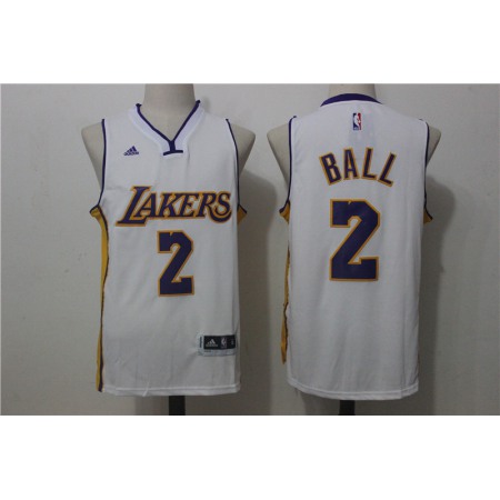 Men's Los Angeles Lakers #2 Lonzo Ball White Stitched NBA Jersey