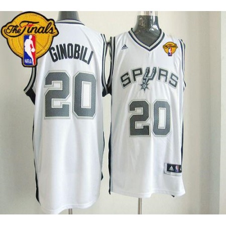 New Revolution 30 Spurs #20 Manu Ginobili White Finals Patch Stitched NBA Jersey