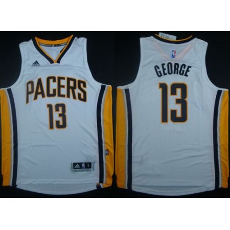 Revolution 30 Pacers #13 Paul George White Stitched NBA Jersey