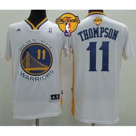 Revolution 30 Warriors #11 Klay Thompson White Alternate The Finals Patch Stitched NBA Jersey