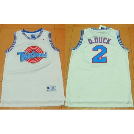 Space Jam Tune Squad #2 Daffy Duck White Movie Stitched Basketball Jersey
