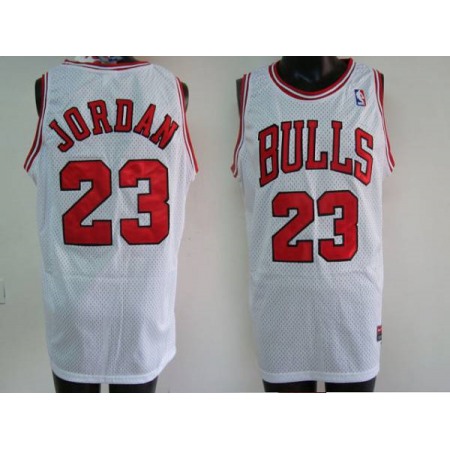 Bulls #23 Michael Jordan Stitched White NBA Jersey