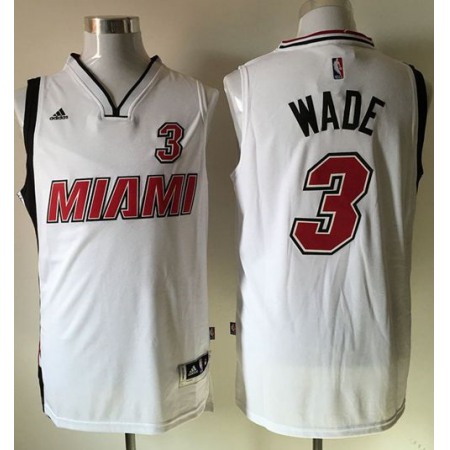 Heat #3 Dwyane Wade Stitched White NBA Jersey