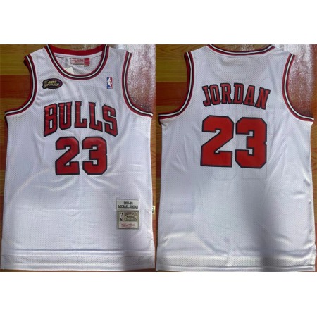 Men's Chicago Bulls #23 Michael Jordan White 1997-98 NBA Finals Stitched Jersey