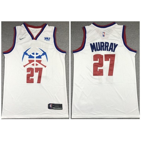 Men's Denver Nuggets #27 Jamal Murray White Stitched Jersey