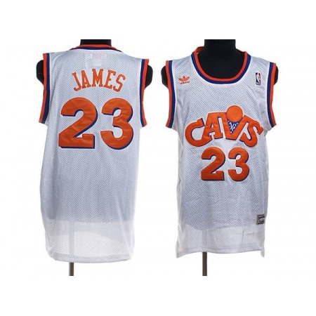 Mitchell and Ness Cavaliers #23 LeBron James Stitched White CAVS NBA Jersey