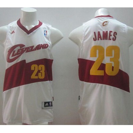 New Revolution 30 Cavaliers #23 LeBron James White Stitched NBA Jersey