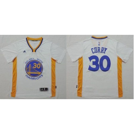 Warriors #30 Stephen Curry White Short Sleeve Stitched NBA Jersey