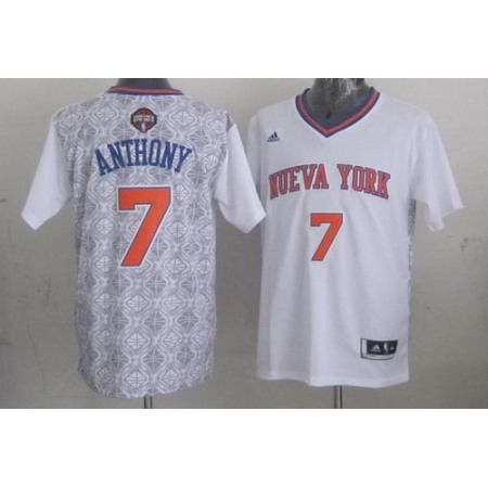 Knicks #7 Carmelo Anthony White New Latin Nights Stitched NBA Jersey
