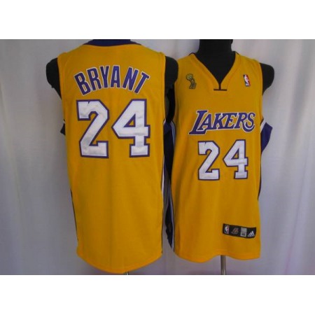 Lakers #24 Kobe Bryant Stitched Yellow Champion Patch NBA Jersey