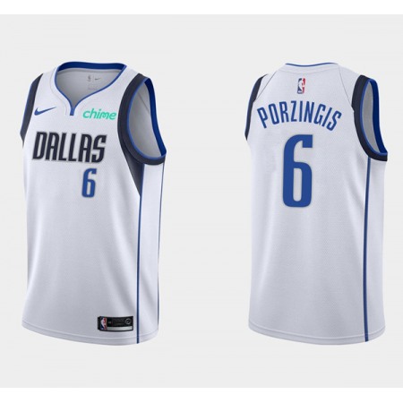 Men's Dallas Mavericks #6 Kristaps Porzingis White Stitched NBA Jersey
