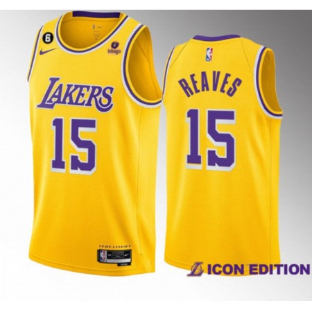 Men's Los Angeles Lakers #15 Austin Reaves Yellow Edition With NO.6 Patch Stitched Basketball Jersey 001