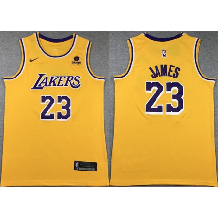 Men's Los Angeles Lakers #23 LeBron James Yellow Stitched Basketball Jersey