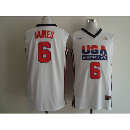 Men's Nike USA 1992 Dream Team #6 LeBron James Authentic White Stitched NBA Jersey