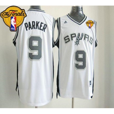 New Revolution 30 Spurs #9 Tony Parker White Finals Patch Stitched NBA Jersey