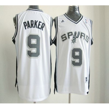 New Revolution 30 Spurs #9 Tony Parker White Stitched NBA Jersey