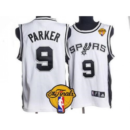 Spurs #9 Tony Parker Stitched White Finals Patch NBA Jersey