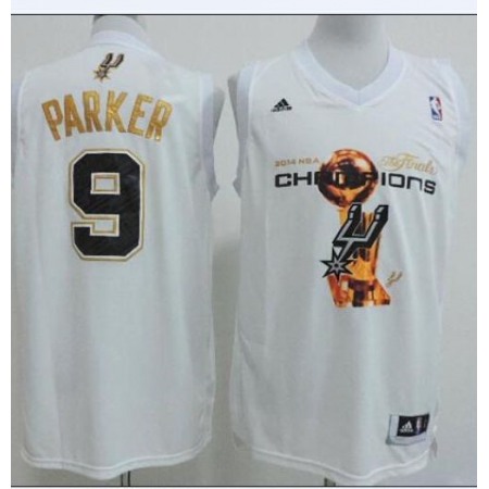 Spurs #9 Tony Parker White 2014 NBA Finals Champions Stitched NBA Jersey