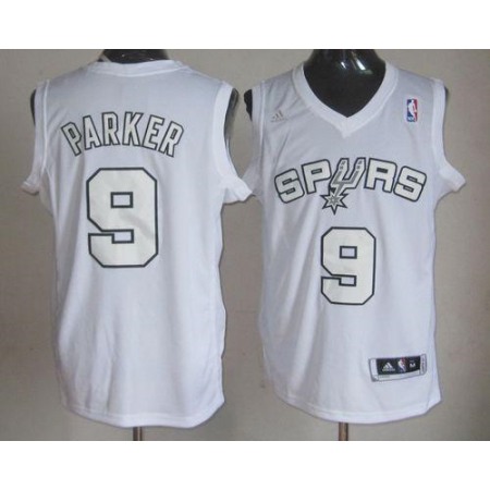 Spurs #9 Tony Parker White Winter On-Court Stitched NBA Jersey