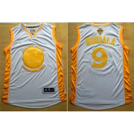 Warriors #9 Andre Iguodala White(Gold No.) Stitched NBA Jersey