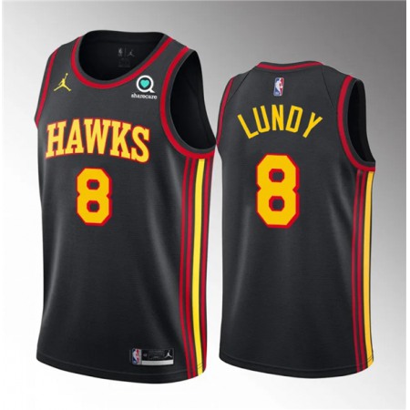 Men's Atlanta Hawks #8 Seth Lundy Black 2023 Draft Statement Edition Stitched Jersey