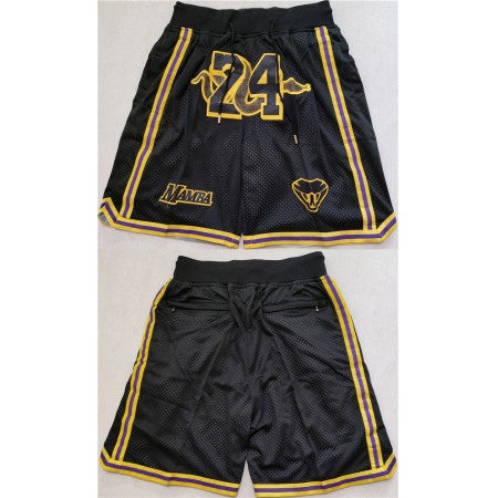 Men's Los Angeles Lakers #24 Kobe Bryant Black Shorts (Run Small)