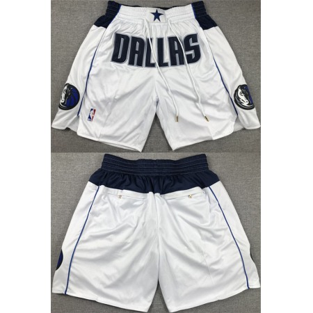 Men's Dallas Mavericks White Shorts (Run Small)