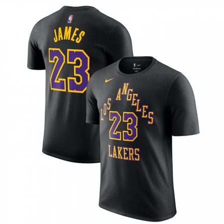 Men's Los Angeles Lakers #23 LeBron James Black 2023/24 City Edition Name & Number T-Shirt