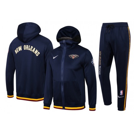 Men's New Orleans Pelicans 75th Anniversary Navy Performance Showtime Full-Zip Hoodie Jacket And Pants Suit