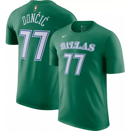 Men's Dallas Mavericks #77 Luka Doncic Dri-FIT Green Hardwood Classic T-Shirt