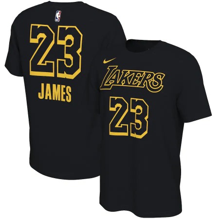 Men's Los Angeles Lakers 2020 Black #23 LeBron James Restart Name & Number T-Shirt