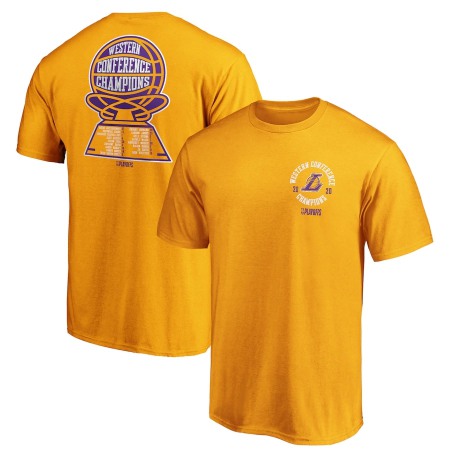 Men's Los Angeles Lakers 2020 Gold Western Conference Champions Deliver Roster T-ShirtWestern Conference Champions Deliver Roster T-Shirt