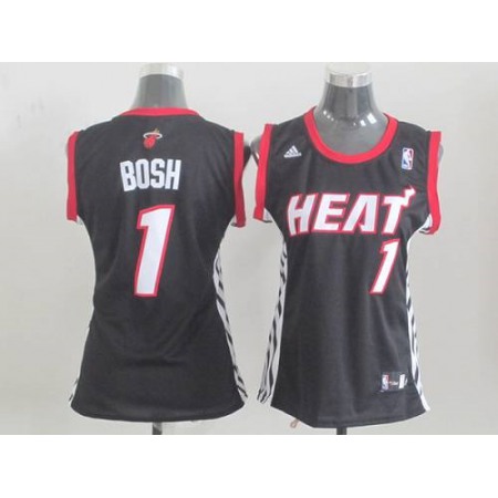 Heat #1 Chris Bosh Black Women's Road Stitched NBA Jersey
