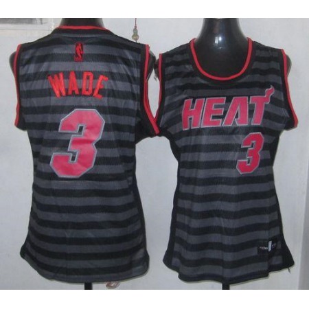 Heat #3 Dwyane Wade Black/Grey Women's Groove Stitched NBA Jersey