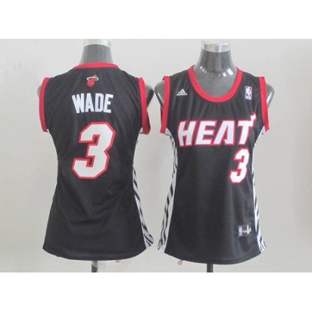Heat #3 Dwyane Wade Black Women's Road Stitched NBA Jersey