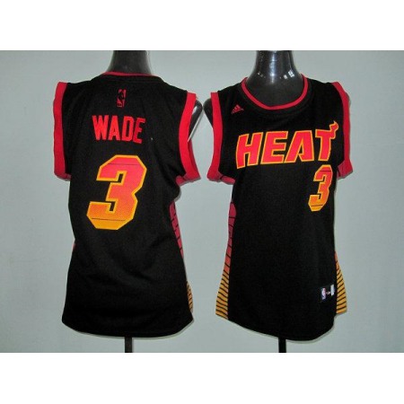 Heat #3 Dwyane Wade Black Women's Vibe Stitched NBA Jersey