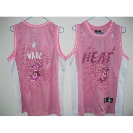 Heat #3 Dwyane Wade Pink Women Stitched NBA Jersey