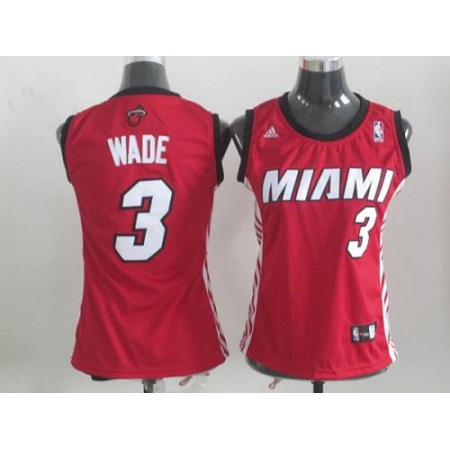 Heat #3 Dwyane Wade Red Women's Alternate Stitched NBA Jersey