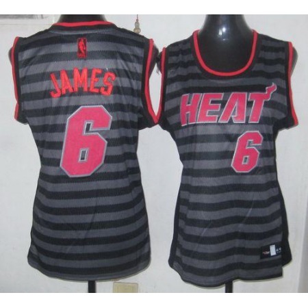 Heat #6 LeBron James Black/Grey Women's Groove Stitched NBA Jersey