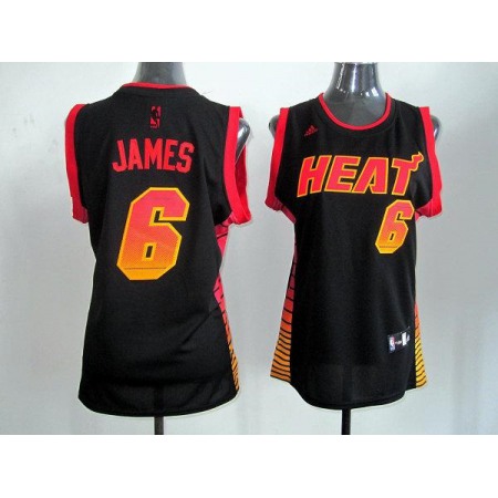 Heat #6 LeBron James Black Women's Vibe Stitched NBA Jersey