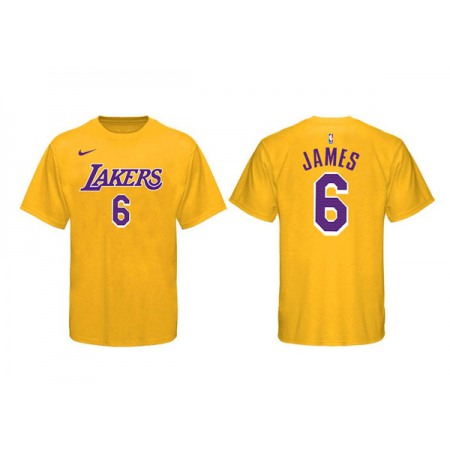 Men's Los Angeles Lakers #6 LeBron James Yellow Basketball T-Shirt