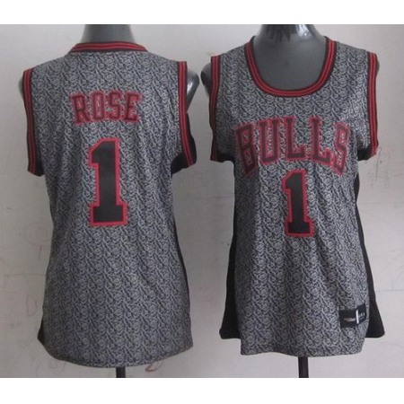 Bulls #1 Derrick Rose Grey Women's Static Fashion Stitched NBA Jersey