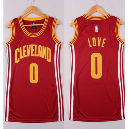 Cavaliers #0 Kevin Love Red Women's Dress Stitched NBA Jersey