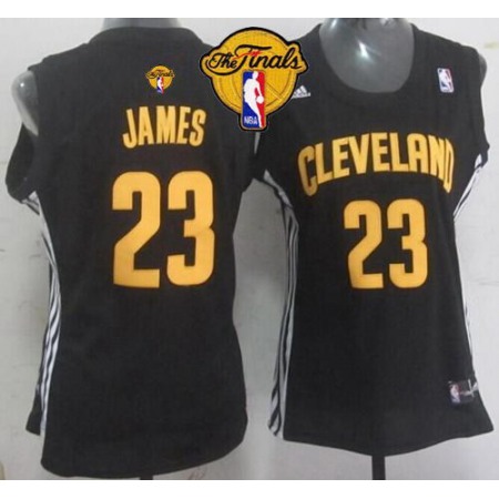 Cavaliers #23 LeBron James Black The Finals Patch Women's Fashion Stitched NBA Jersey