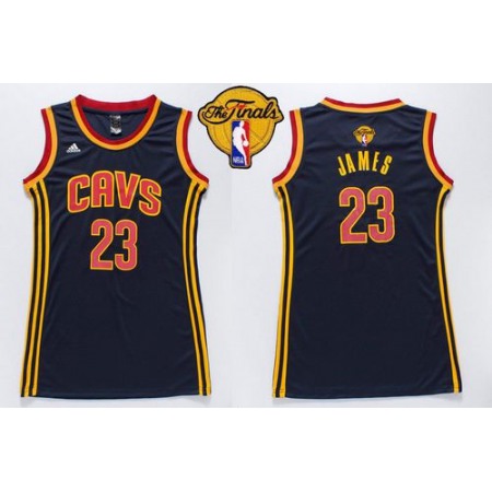 Cavaliers #23 LeBron James Navy Blue The Finals Patch Women's Dress Stitched NBA Jersey