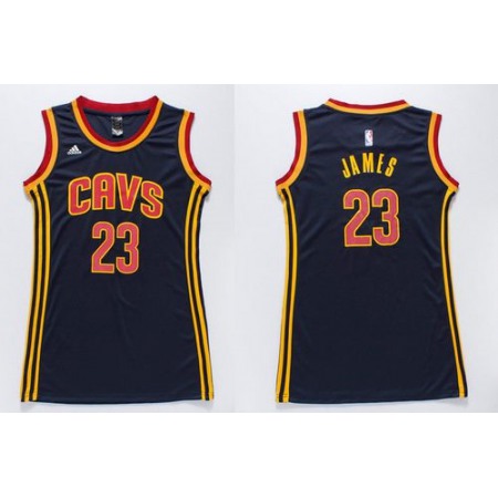 Cavaliers #23 LeBron James Navy Blue Women's Dress Stitched NBA Jersey