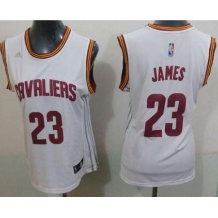 Cavaliers #23 LeBron James White Women's Home Stitched NBA Jersey