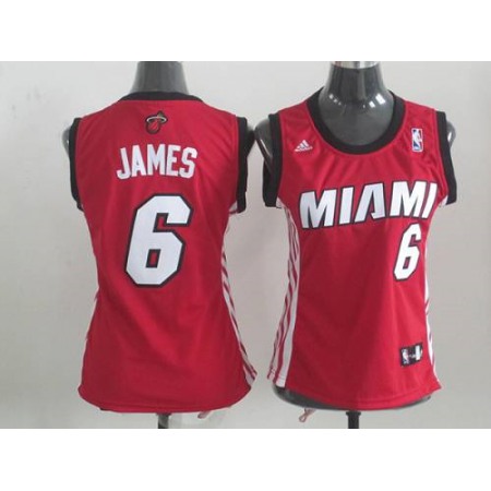 Heat #6 LeBron James Red Women's Alternate Stitched NBA Jersey